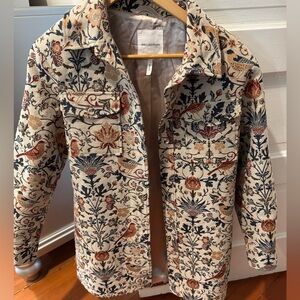 Avec Les Filles Floral Tapestry short Coat - Cream, Navy & Rust